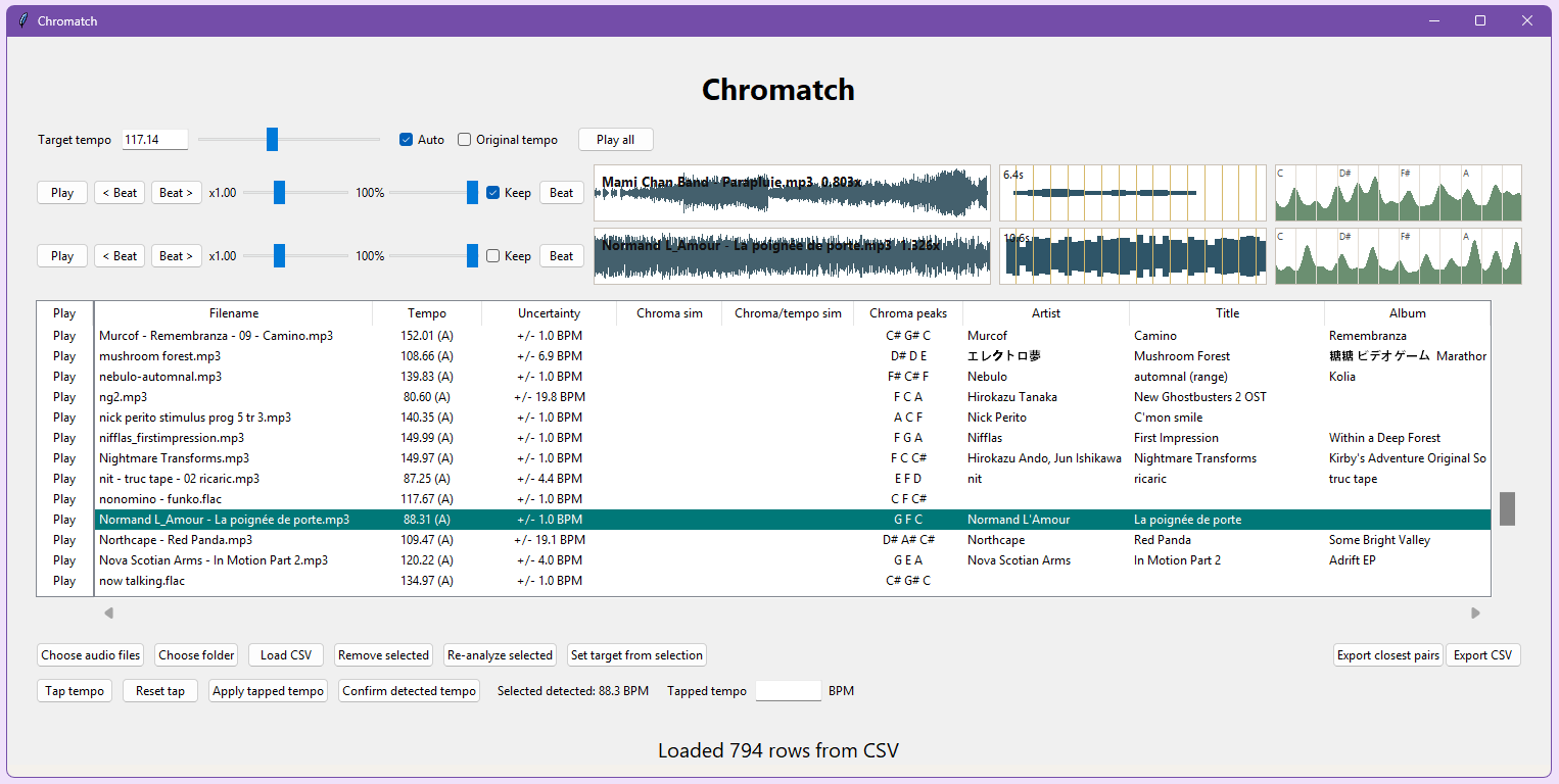 Chromatch interface preview